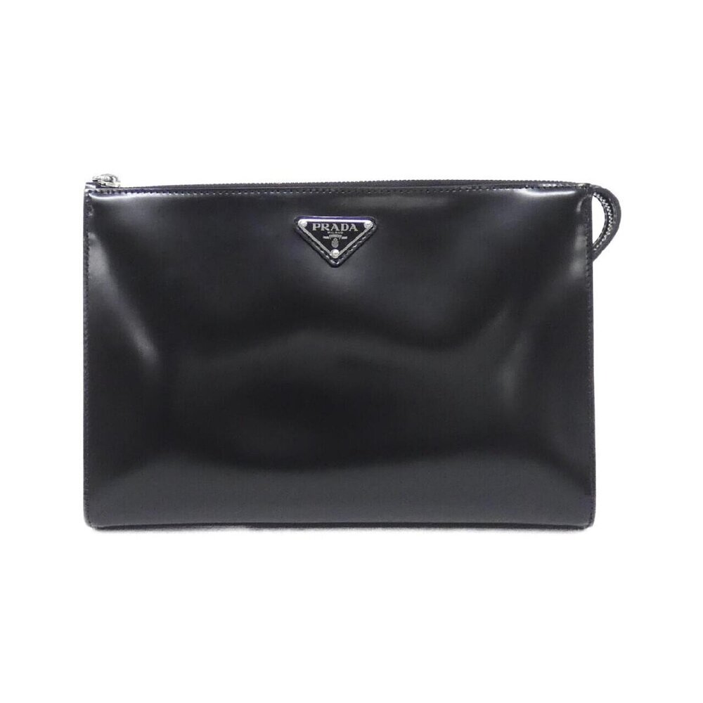 Prada black Spazzolato leather clutch